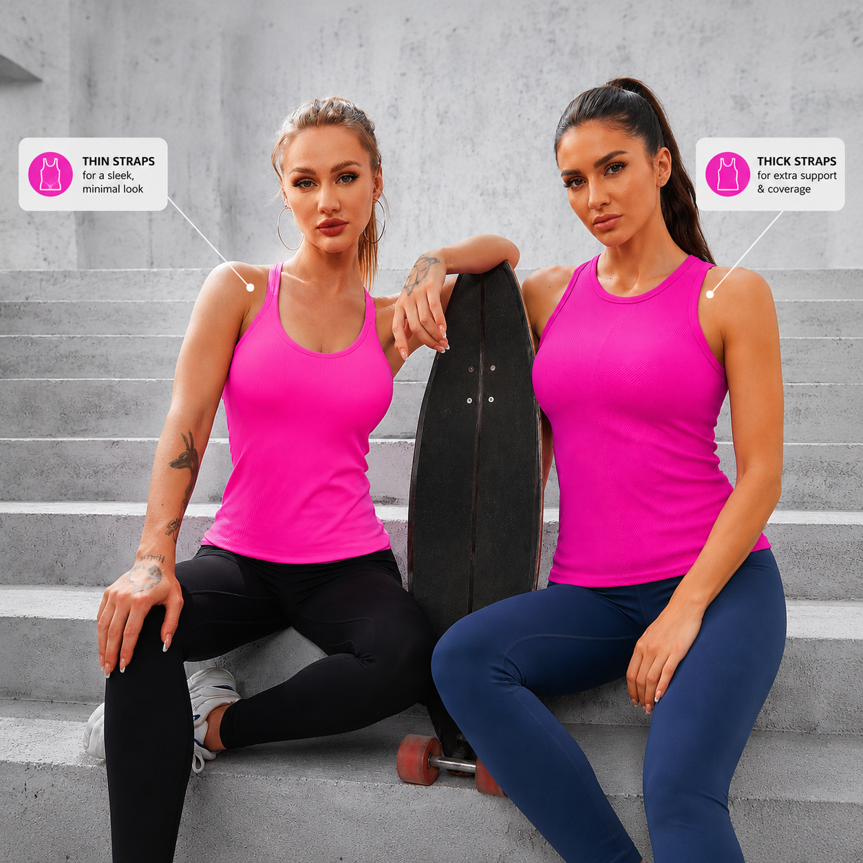 [2 Pack] ATTRACO Women Workout Tank Tops with Built in Bra