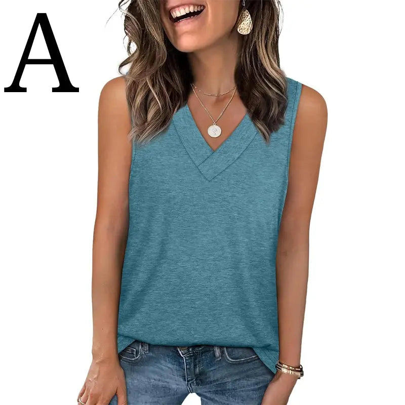 WIHOLL Tank Tops for Women Summer V Neck T Shirts [2 PACK]