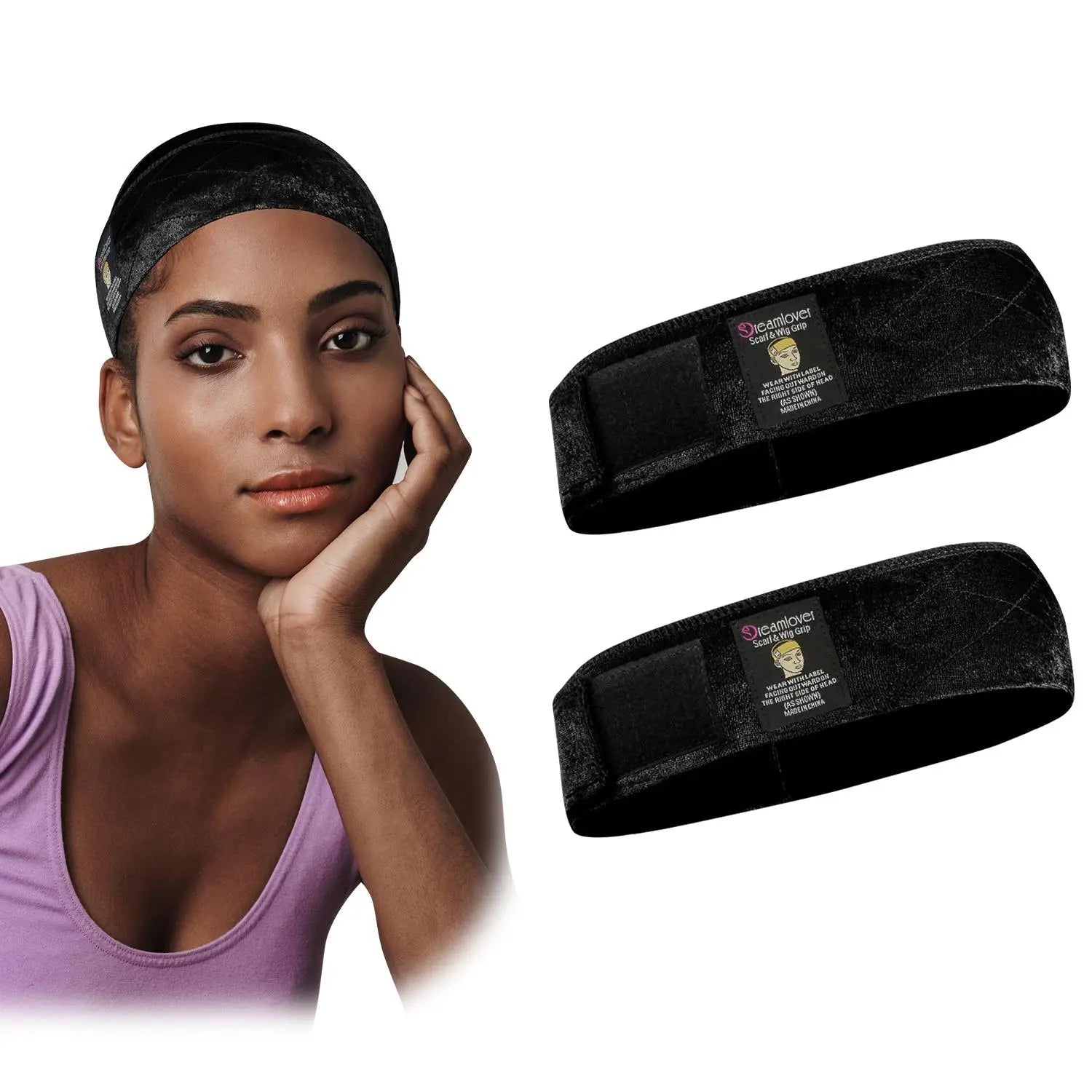 Dreamlover Brown Black Wig Grip Band 2pcs for Women