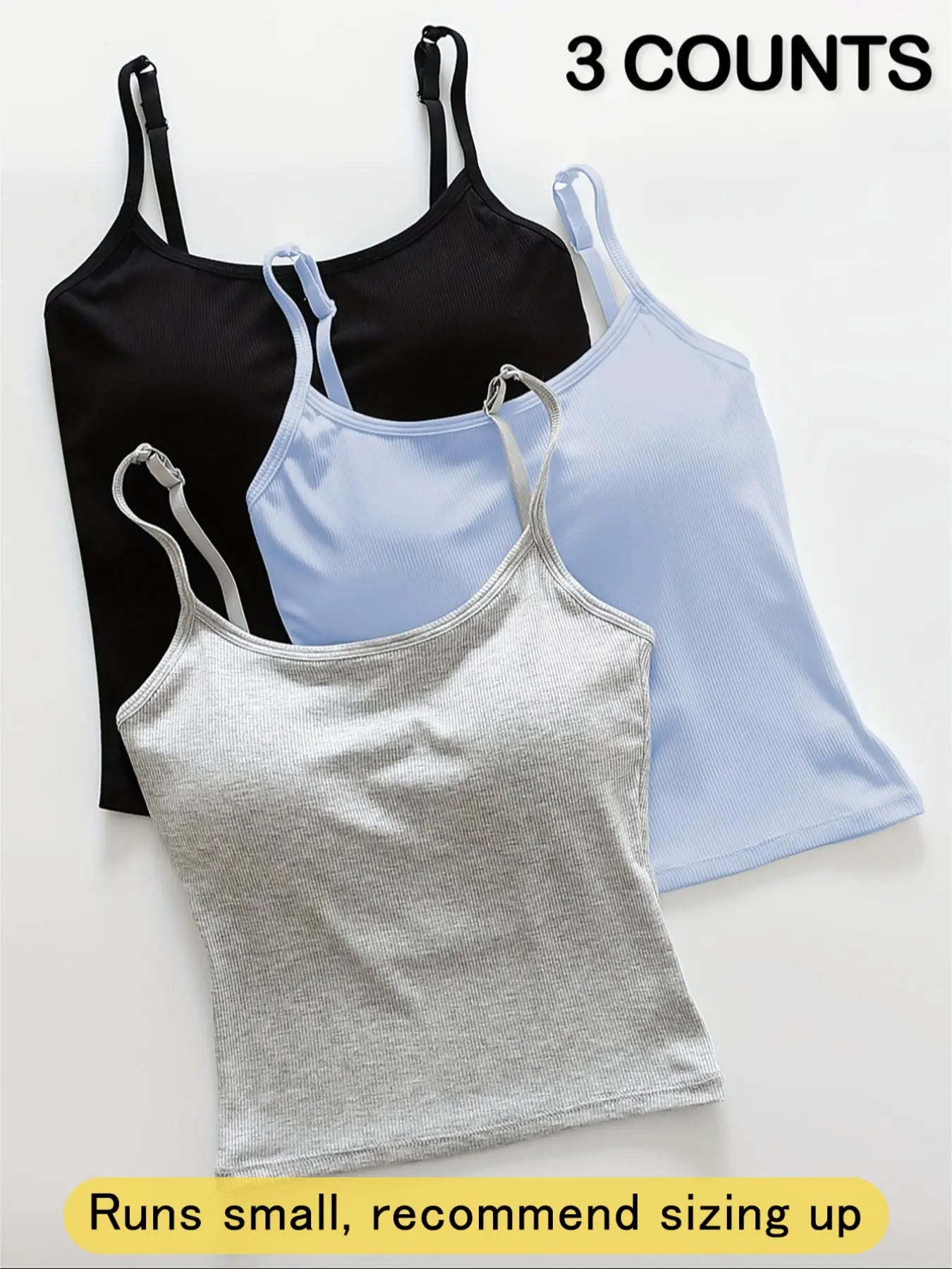 Women's Basic Solid Ribbed Cami Spaghetti Strap Tank Top