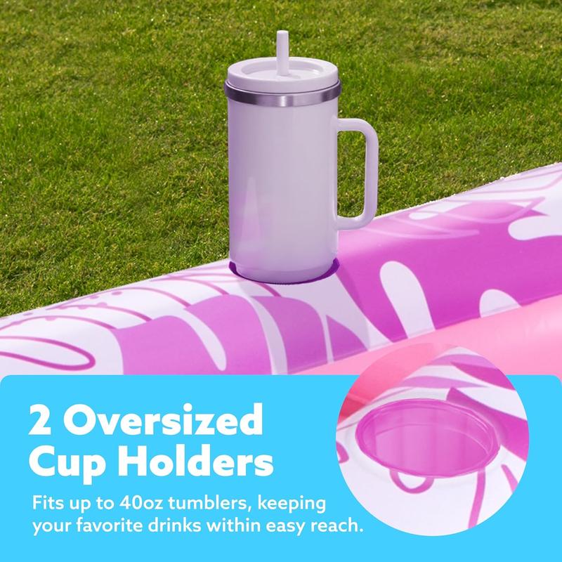 Inflatable Tanning Pool Lounge Float With Cup Holder,