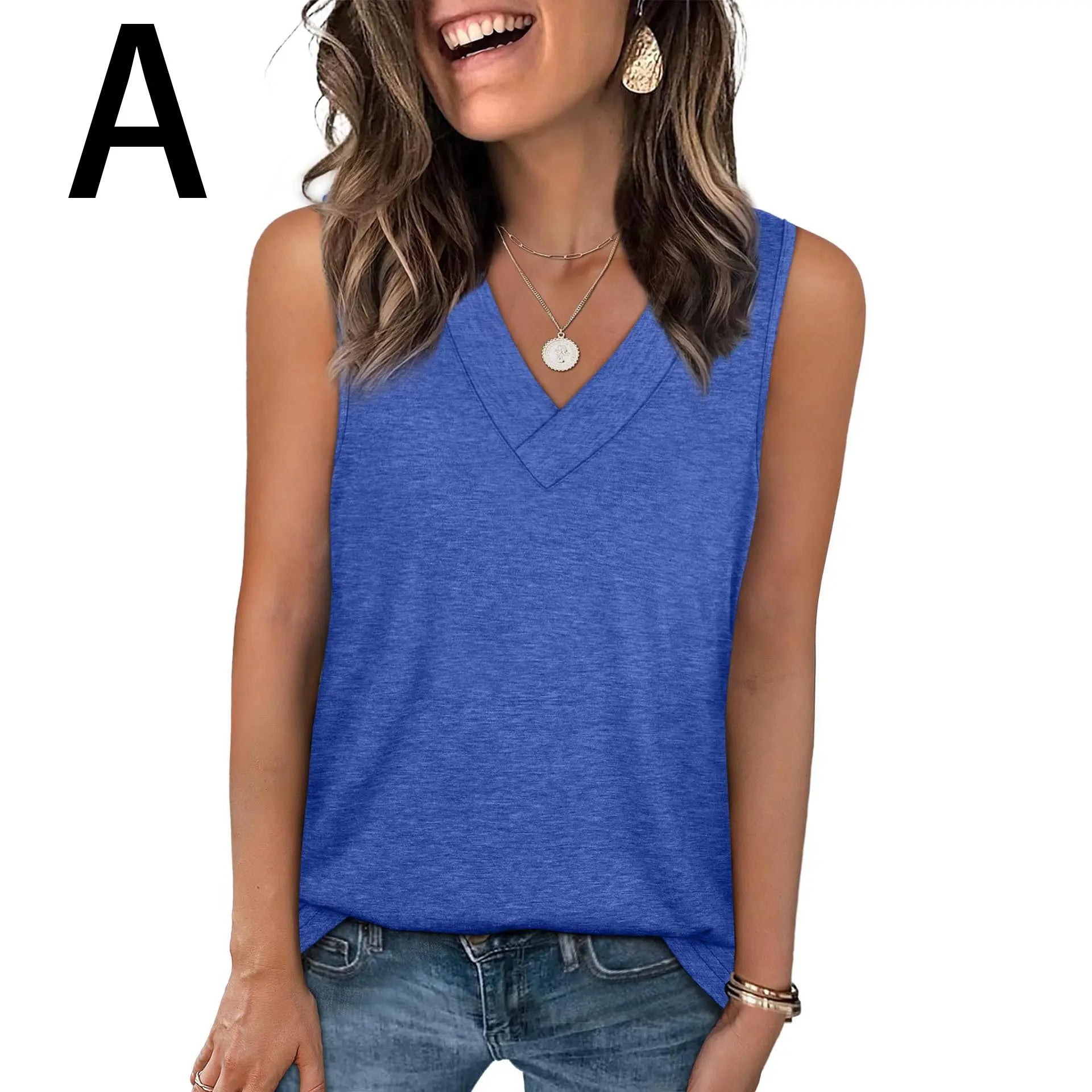 WIHOLL Tank Tops for Women Summer V Neck T Shirts [2 PACK]