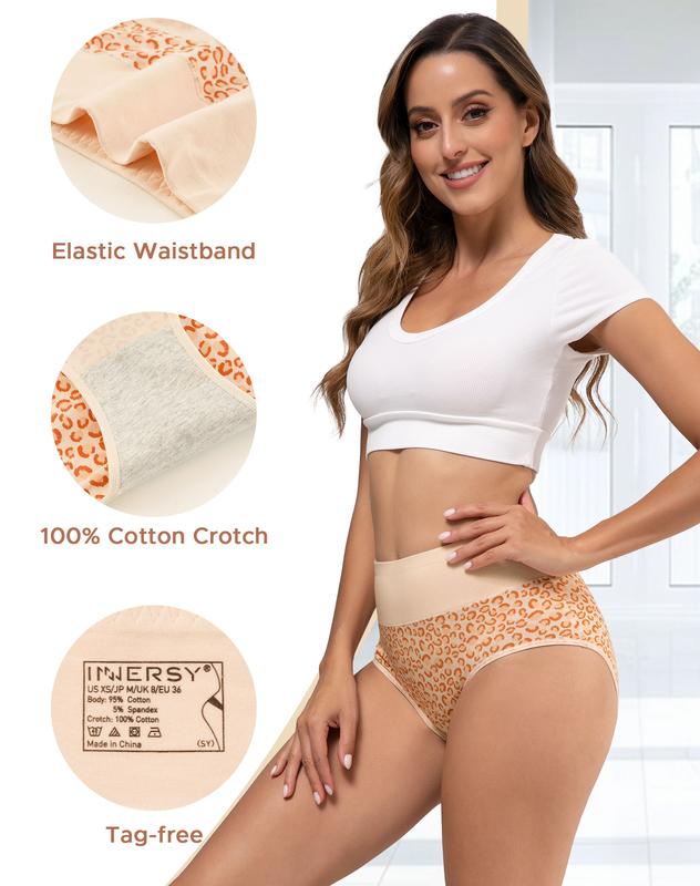 INNERSY Women's High Waisted Cotton Panties 5-Pack