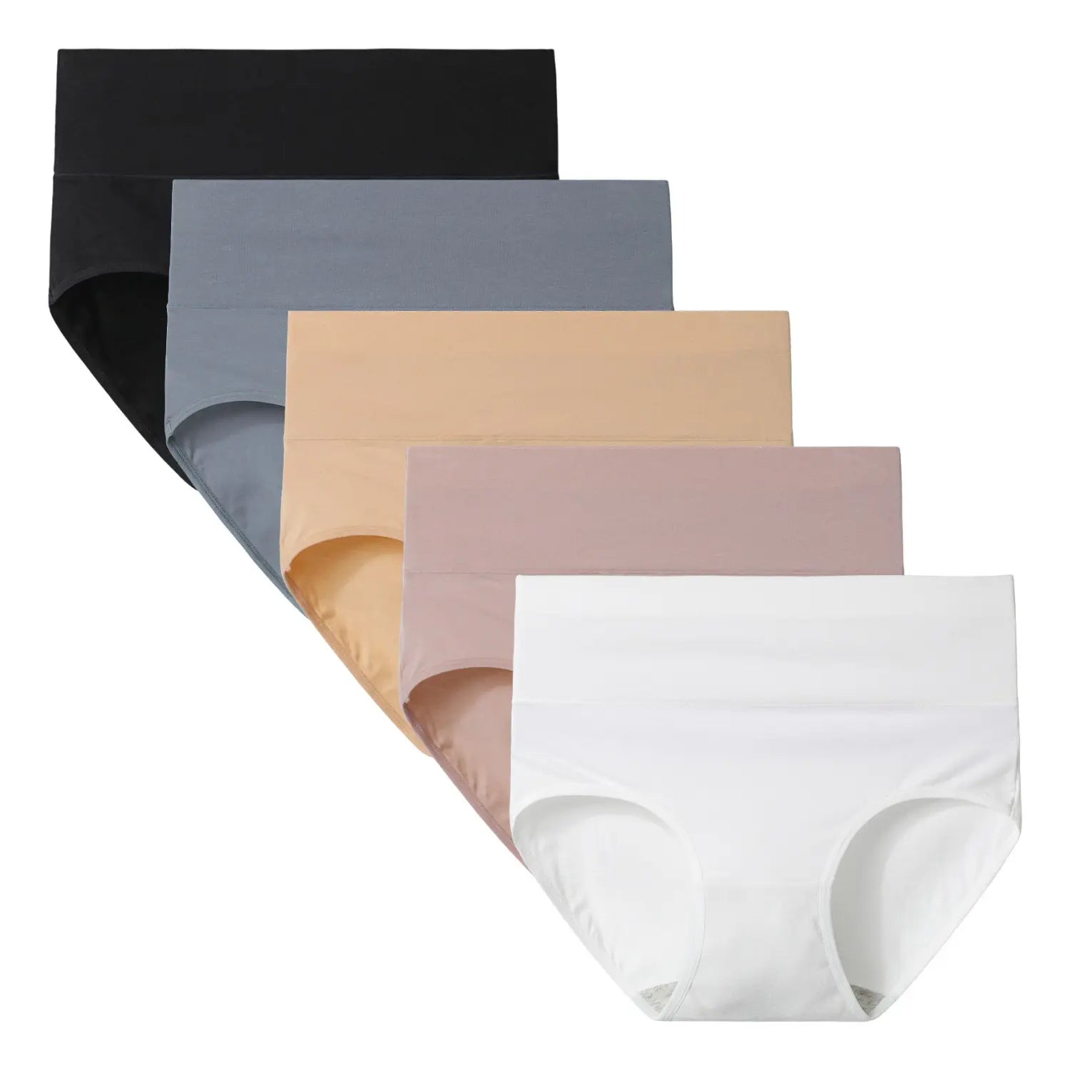 INNERSY Women's High Waisted Cotton Panties 5-Pack