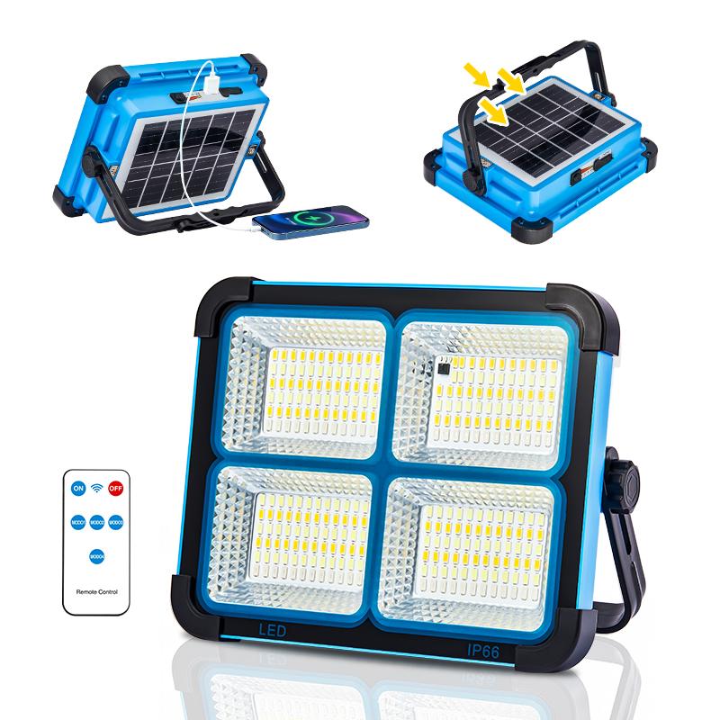 Qawtor Solar Rechargeable LED Work Light - 288 Super Bright 5730 Beads Floodlight,