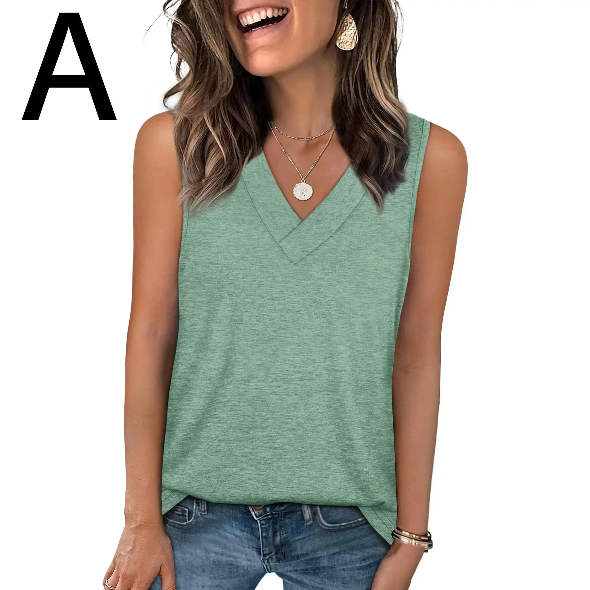WIHOLL Tank Tops for Women Summer V Neck T Shirts [2 PACK]