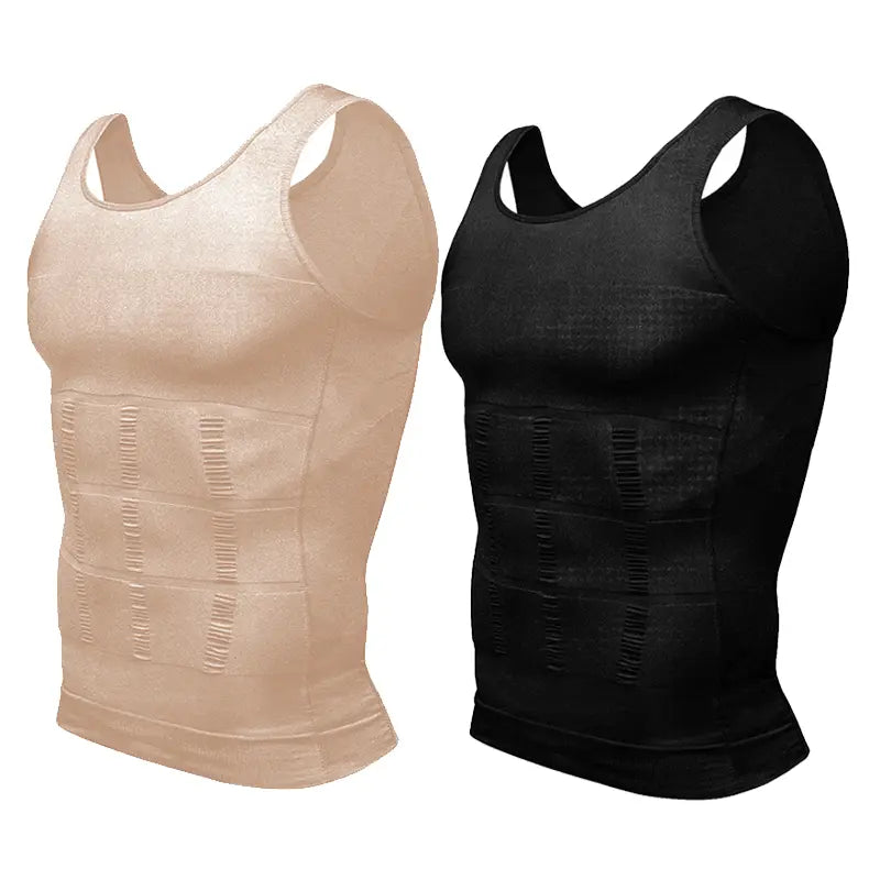 2 Pack Men Round Neck Compression Tank Top