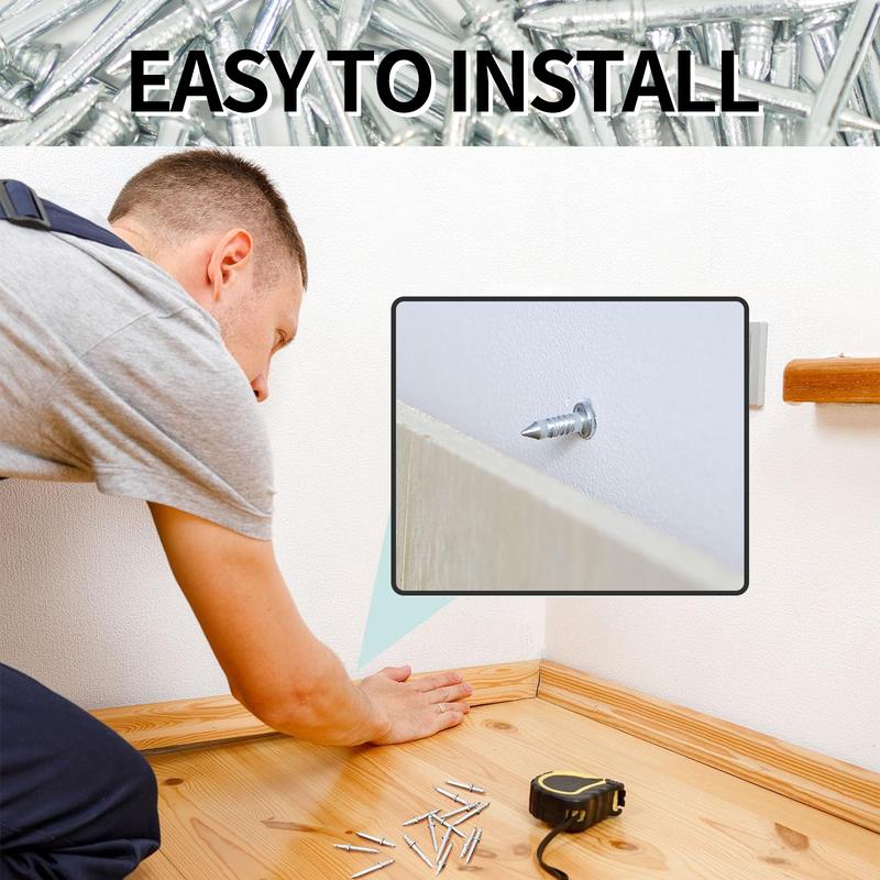 200 Count Non-Marking Double-Headed Skirting Nails Sturdy Damage-Free Wall Installation Kit