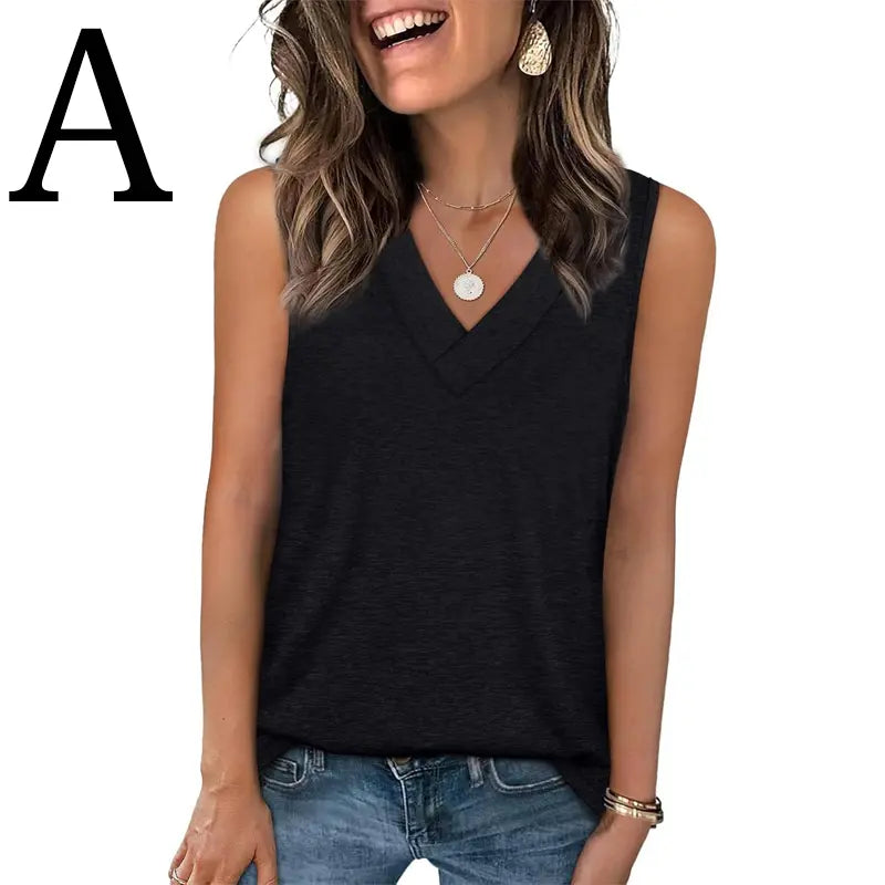 WIHOLL Tank Tops for Women Summer V Neck T Shirts [2 PACK]