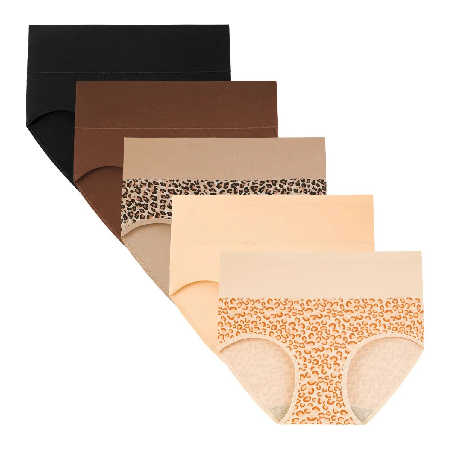 INNERSY Women's High Waisted Cotton Panties 5-Pack