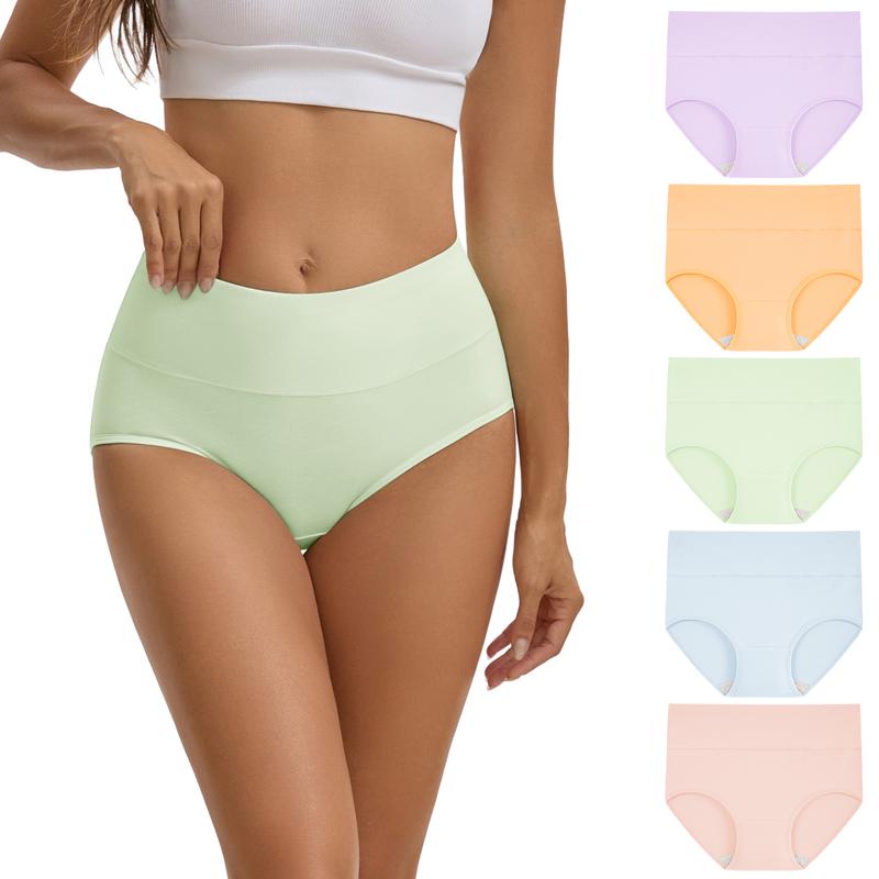 INNERSY Women's High Waisted Cotton Panties 5-Pack