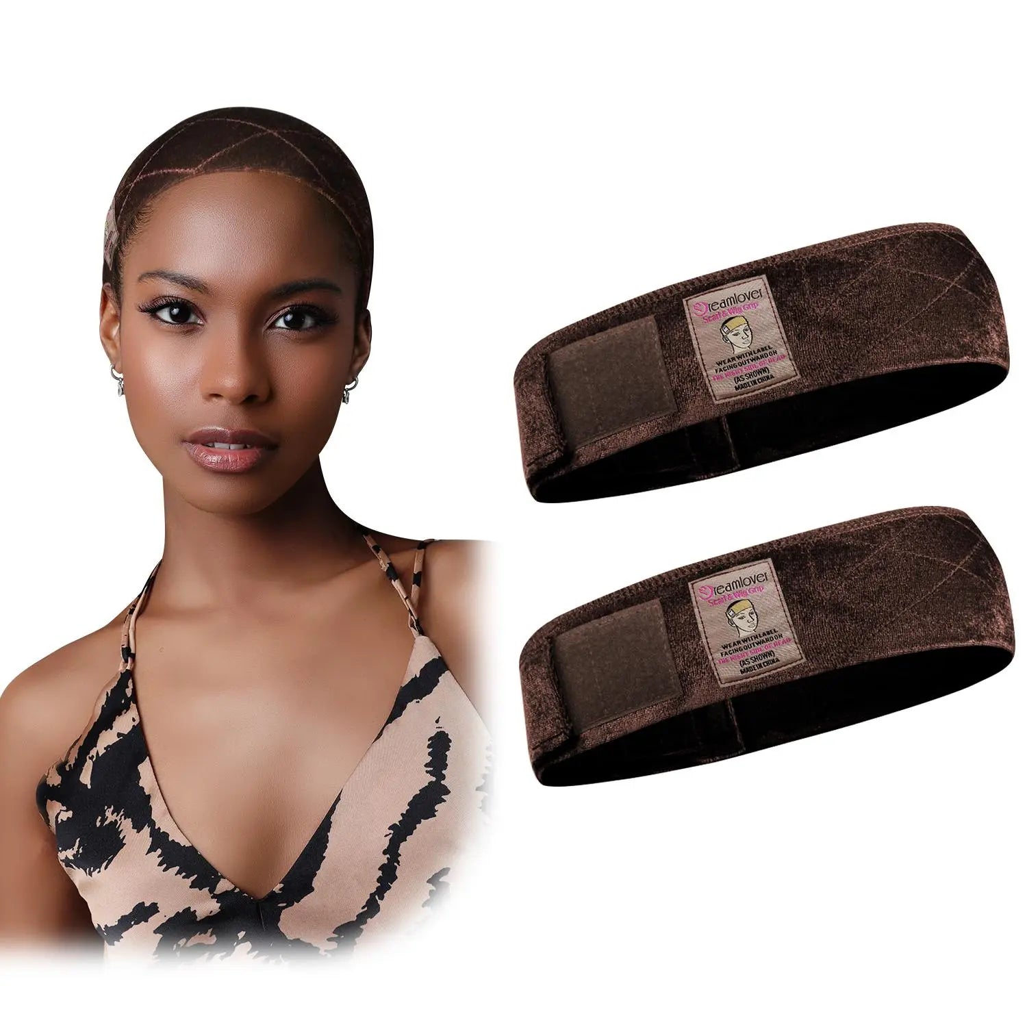 Dreamlover Brown Black Wig Grip Band 2pcs for Women