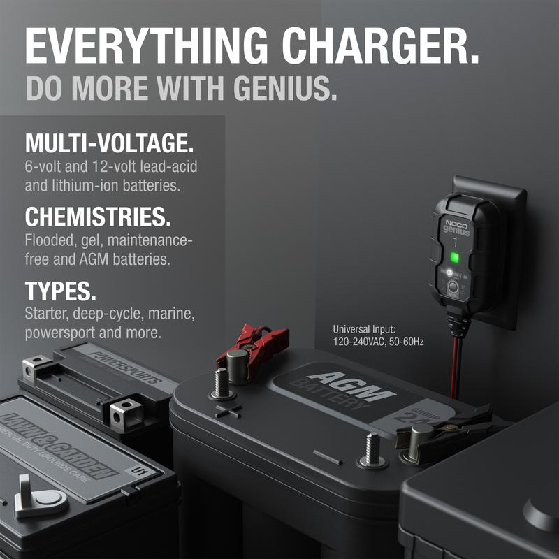 1A Smart Battery Charger, 6V and 12V, Battery Maintainer