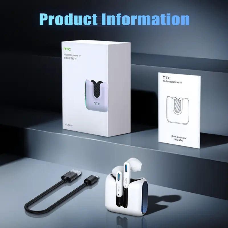 HTC NE49 TWS Wireless Earbuds - Bluetooth 6.0 Gaming Headsets