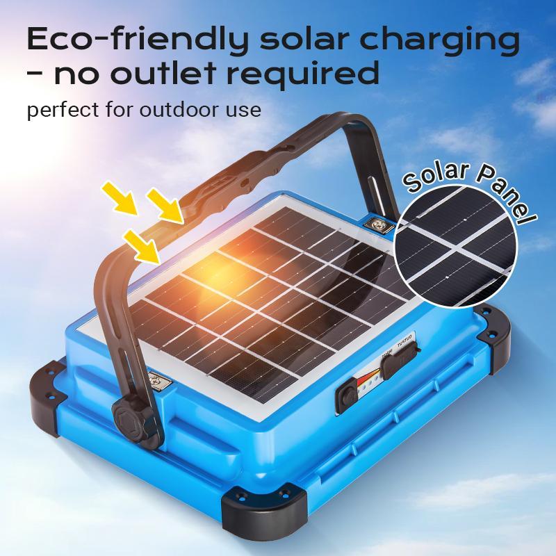 Qawtor Solar Rechargeable LED Work Light - 288 Super Bright 5730 Beads Floodlight,