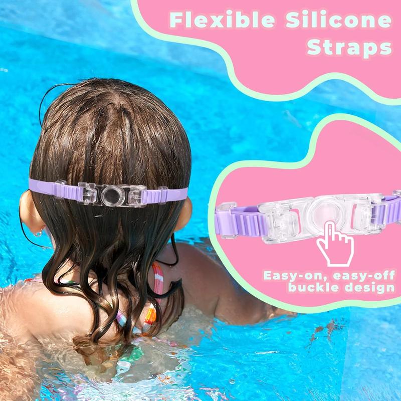 2 Pack Kids Swim Goggles for 3-15 UV Protection Anti-Fog