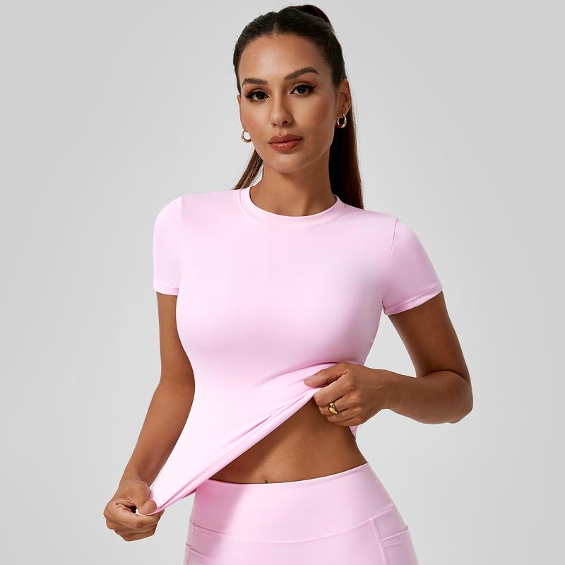 5-Piece Solid Sports Tee Set Round Neck Slim Stretchy
