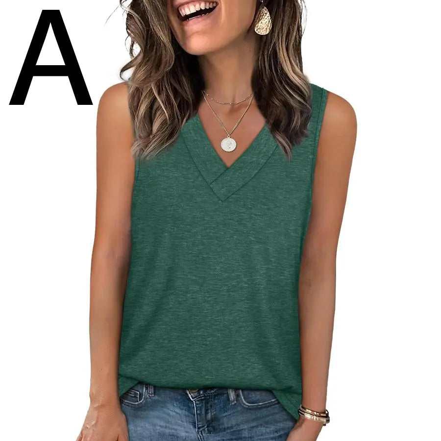 WIHOLL Tank Tops for Women Summer V Neck T Shirts [2 PACK]
