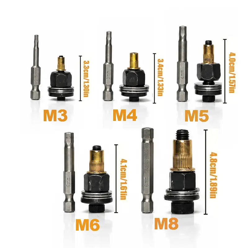 Head Rivet Nut Tool, M3 M4 M5 M6 M8 Rivnut Kit, Carbon Steel Rivnut Set, (10pcs)