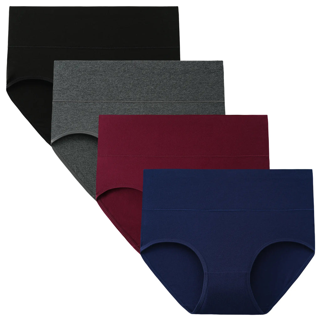 INNERSY Women's Plus Size XL-5XL High Waisted Cotton Underwear 4-Pack