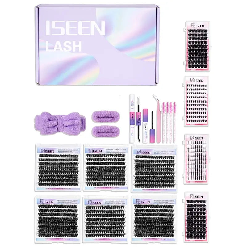 Eyelash Cluster Kit, Synthetic D-Curl Volume Cluster Lash Extensions Set