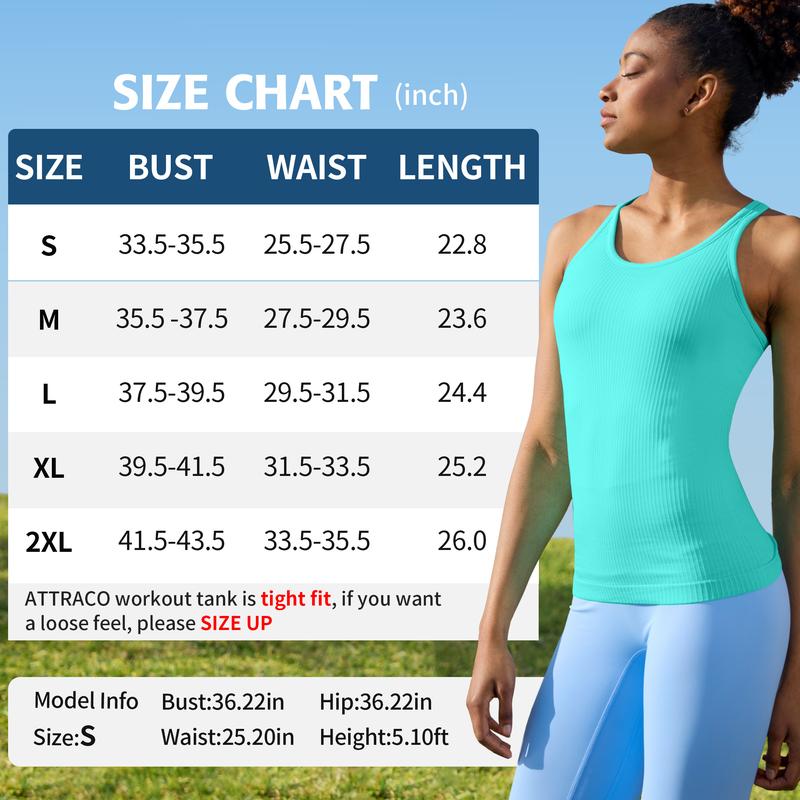 [2 Pack] ATTRACO Women Workout Tank Tops with Built in Bra
