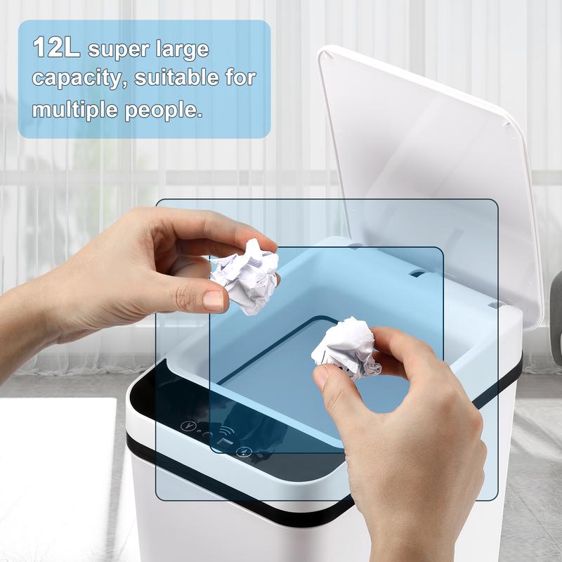 12L ABS Automatic Trash Bin, Touchless Motion Sensor